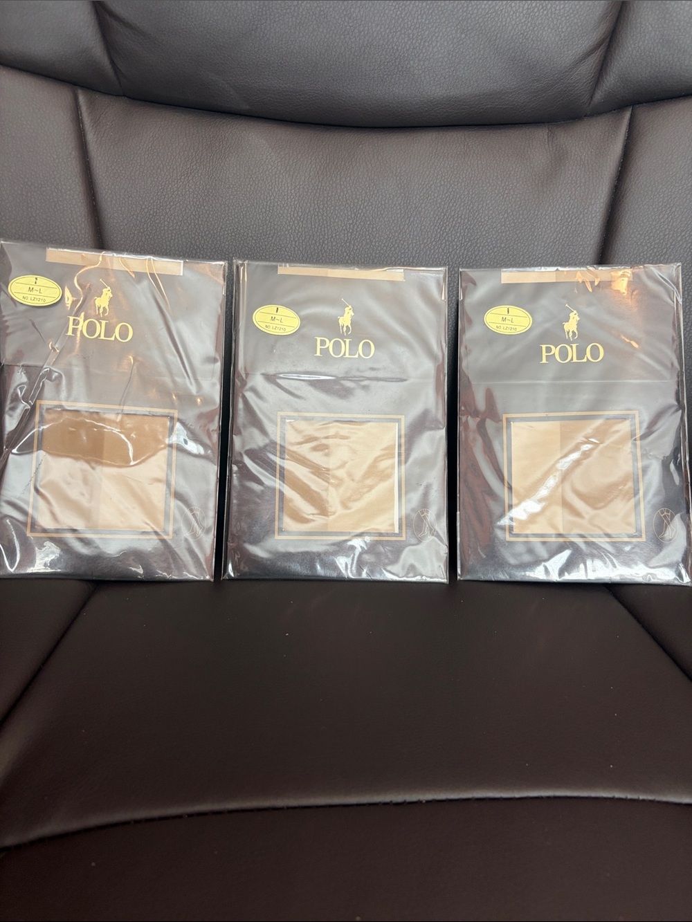 VTG. New Polo by Ralph Lauren Tan knee high Hosiery Pack of 3, M/L